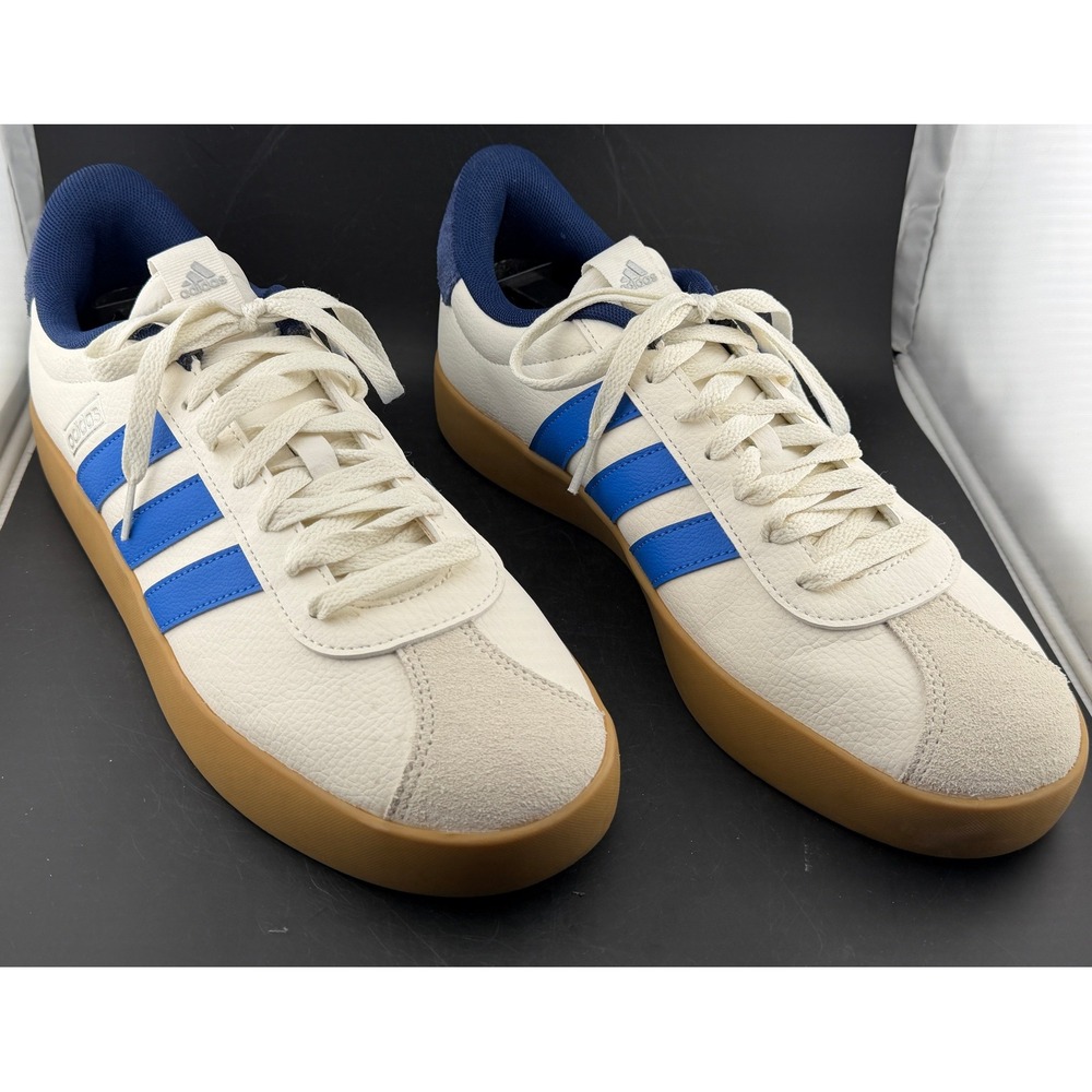 Adidas VL Court 3.0 Low Sneakers-White Royal Blue, Gum, ID6284, Mens Size 12